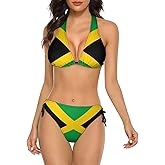 AuHomea Black Skulls and Roses Women's Sexy Swimsuits 2 Piece Bikini Sets Halter String Triangle Bathing Suit Swimwear,