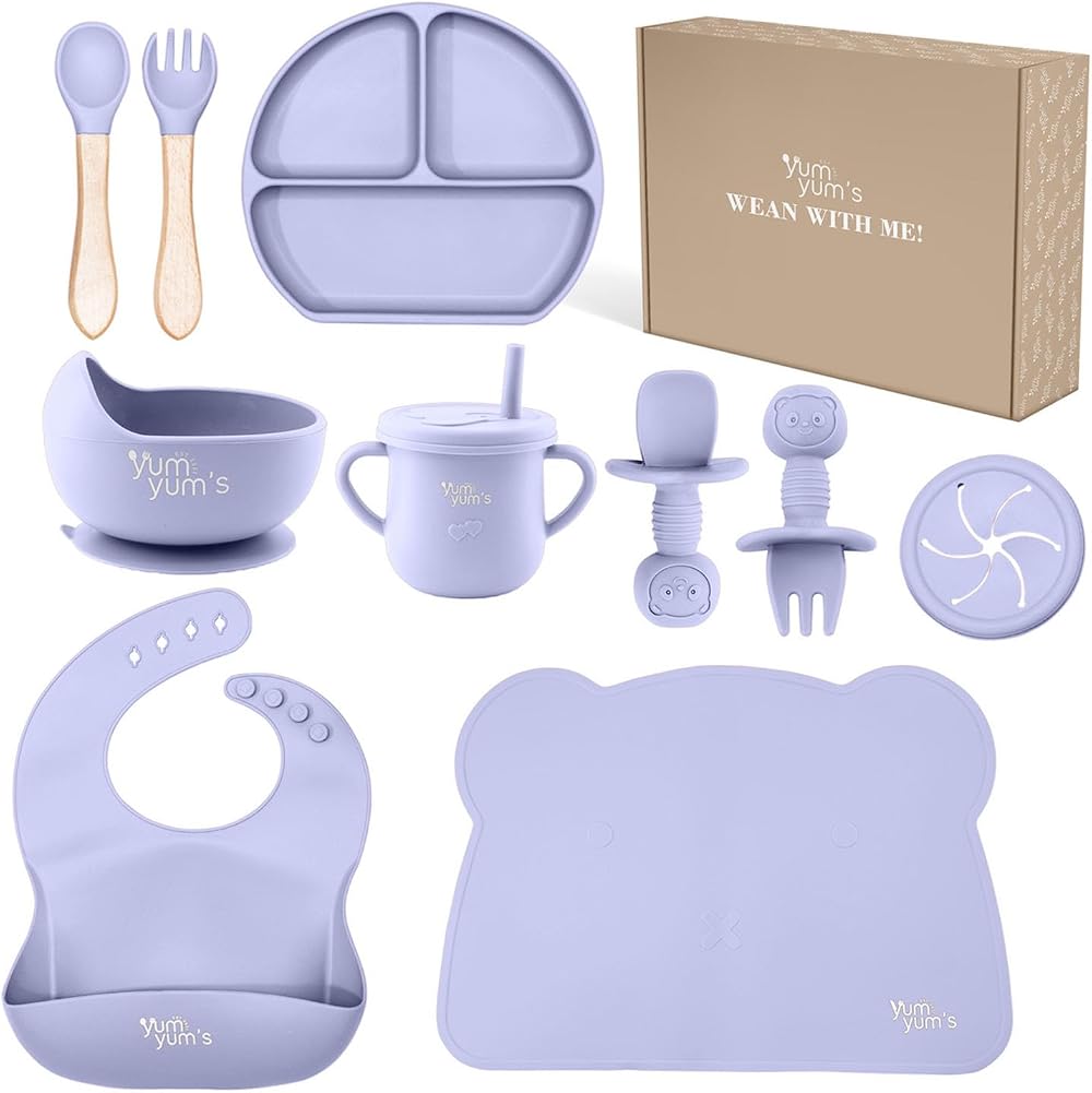 Yum Yum's Baby Weaning Set 10-Piece Complete Feeding Kit Lavender