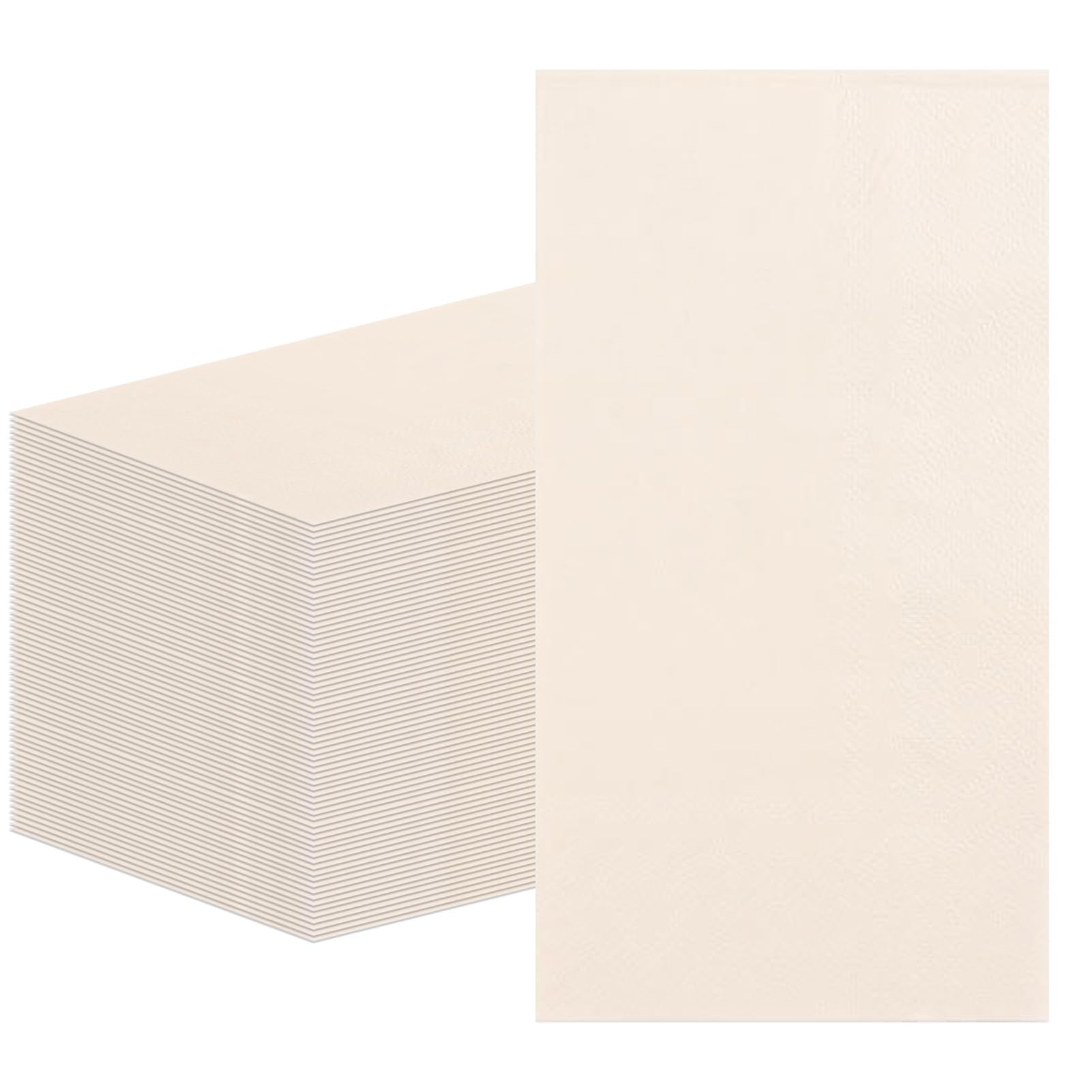 Photo 1 of 100Pcs Beige Paper Napkins Disposable, Decorative Dinner Napkins Guest Hand Towels for Bathroom Kitchen Wedding Engagement Party Supplies 4.3 x 7.8 Inches