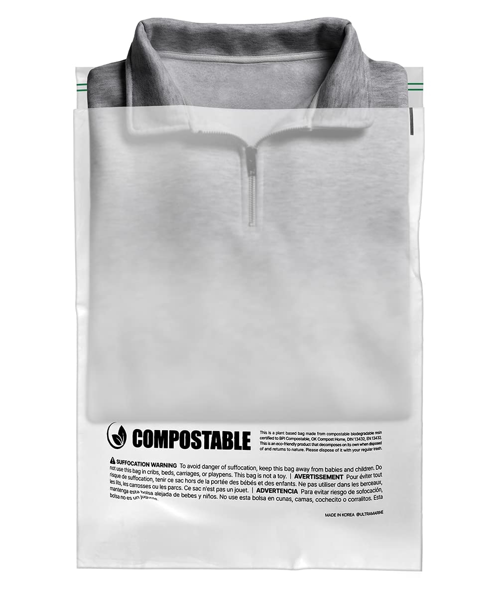 Photo 1 of Eco Friendly Clear Poly Bags with Suffocation Warning - 10" x 13" (100 Count) - Strong Self Seal - Biodegradable Premium Frosted Bag for Packaging