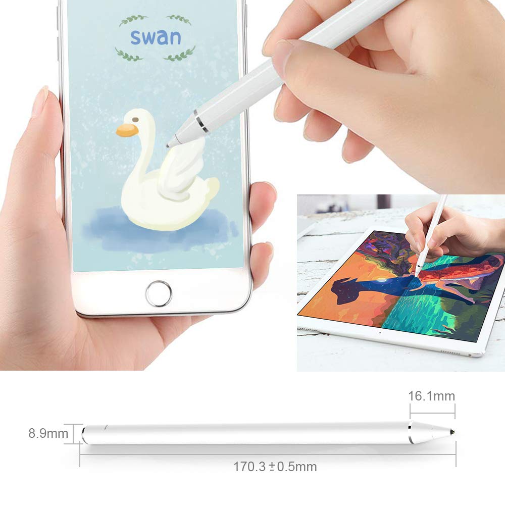 LOBKIN New Stylus Pens for Touch Screens High Sensitive Rechargeable Active Styli Tip with 1.5mm Fine Tip for Drawing & Writing, 5 Mins Auto-Off Smart Digital Pencil for Most Smartphones, Tablet