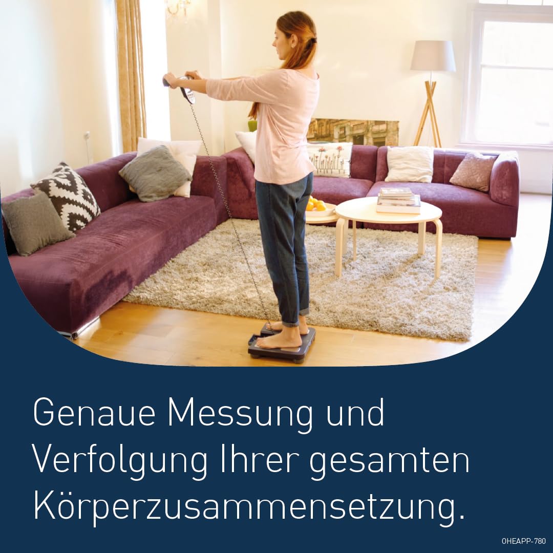 OMRON BF511 Personenwaage: Körperfettwaage mit Körperfett und Muskelmasse - 8-Sensoren mit Hand zu Fuß Messung, bis 150 kg, für Erwachsene und Kinder ab 6 Jahren. 3