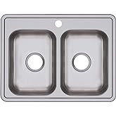 Elkay Dayton D225191 Equal Double Bowl Drop-in Stainless Steel Sink 25 x 19 x 6.25"