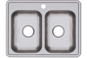 Elkay Dayton D225191 Equal Double Bowl Drop-in Stainless Steel Sink 25 x 19 x 6.25"