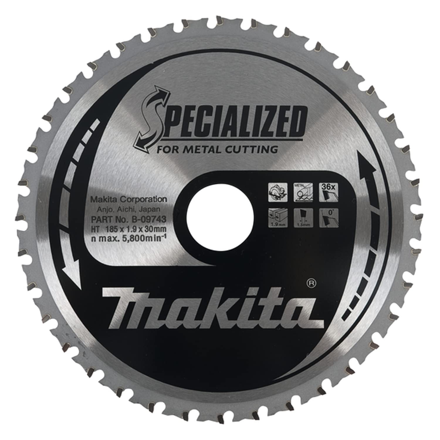 Makita B-33417 Specialized Metal Cutting Saw Blade 185x30x36T