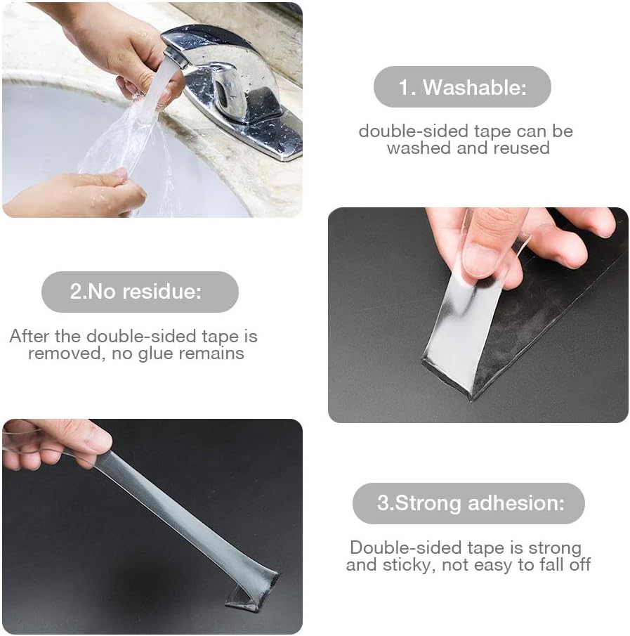 32.8FT/10M Adhesive Tape Double Sided Tape Heavy Duty Transparent Sticky Tape Multifunctional Reusable Washable Traceless Adhesive Strips Gel Tape for Kitchen,Party,Paste Photos Posters,Carpet Fixing - Image 4