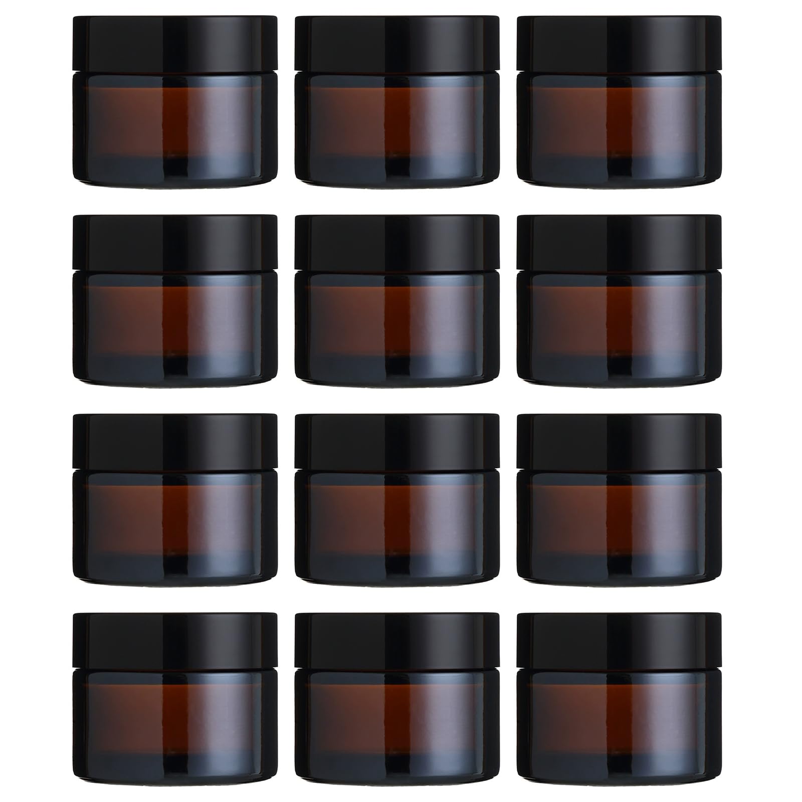 Jarsense Amber Glass Jars, 12pcs Sample Pots for Cosmetics, 20ml Glass Cosmetic Jars with Lid Cosmetic Container Refillable Travel Pots Mini Portable Small Pots for Creams, Lotion