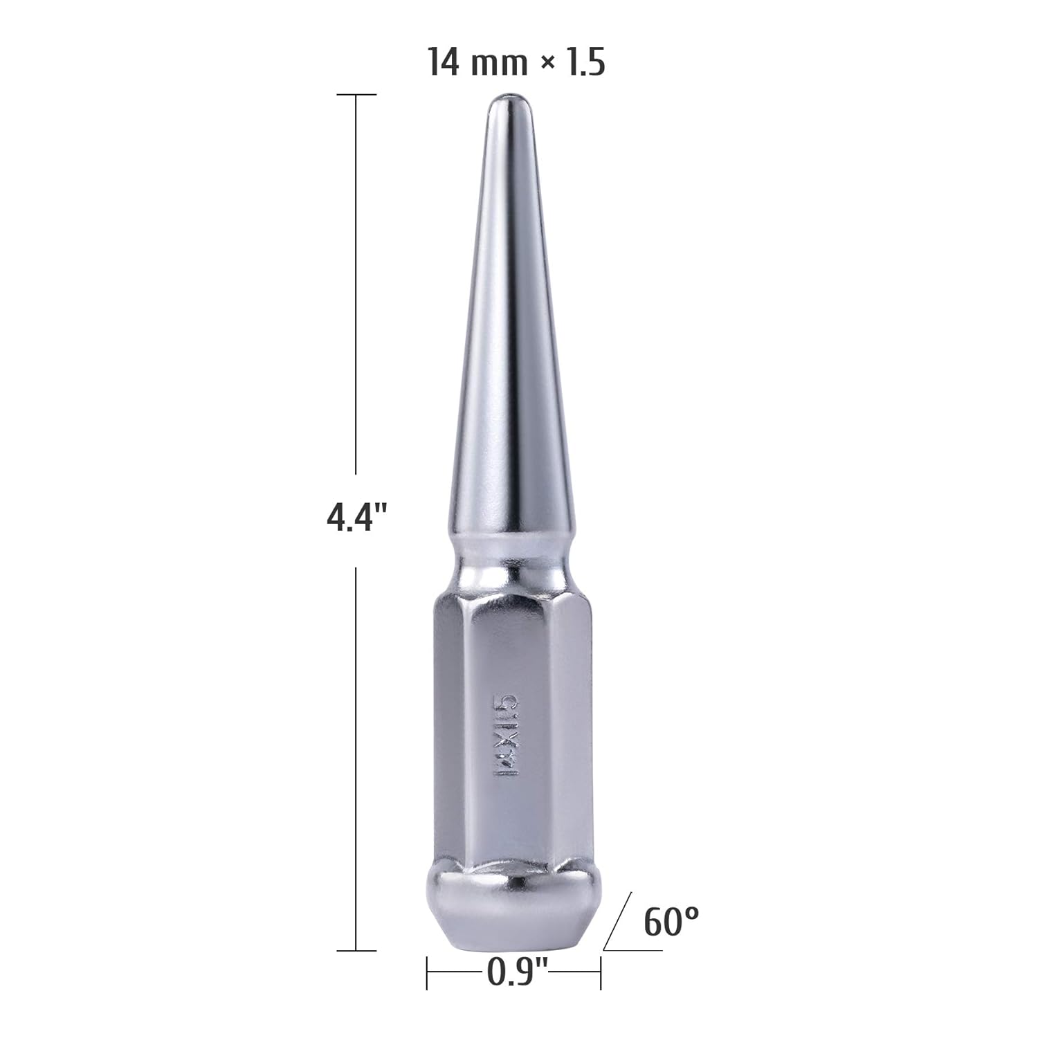 M14x1.5 Spike Lug Nuts with Cone Seat, 3/4" 19mm Hex 4.4x0.9 in. Chrome Plated Wheel Accessories Compatible with Chevrolet Silverado 1500 2500 3500 Ford F-250 F350 Super Duty & More, Set of 32: Industrial & Scientific