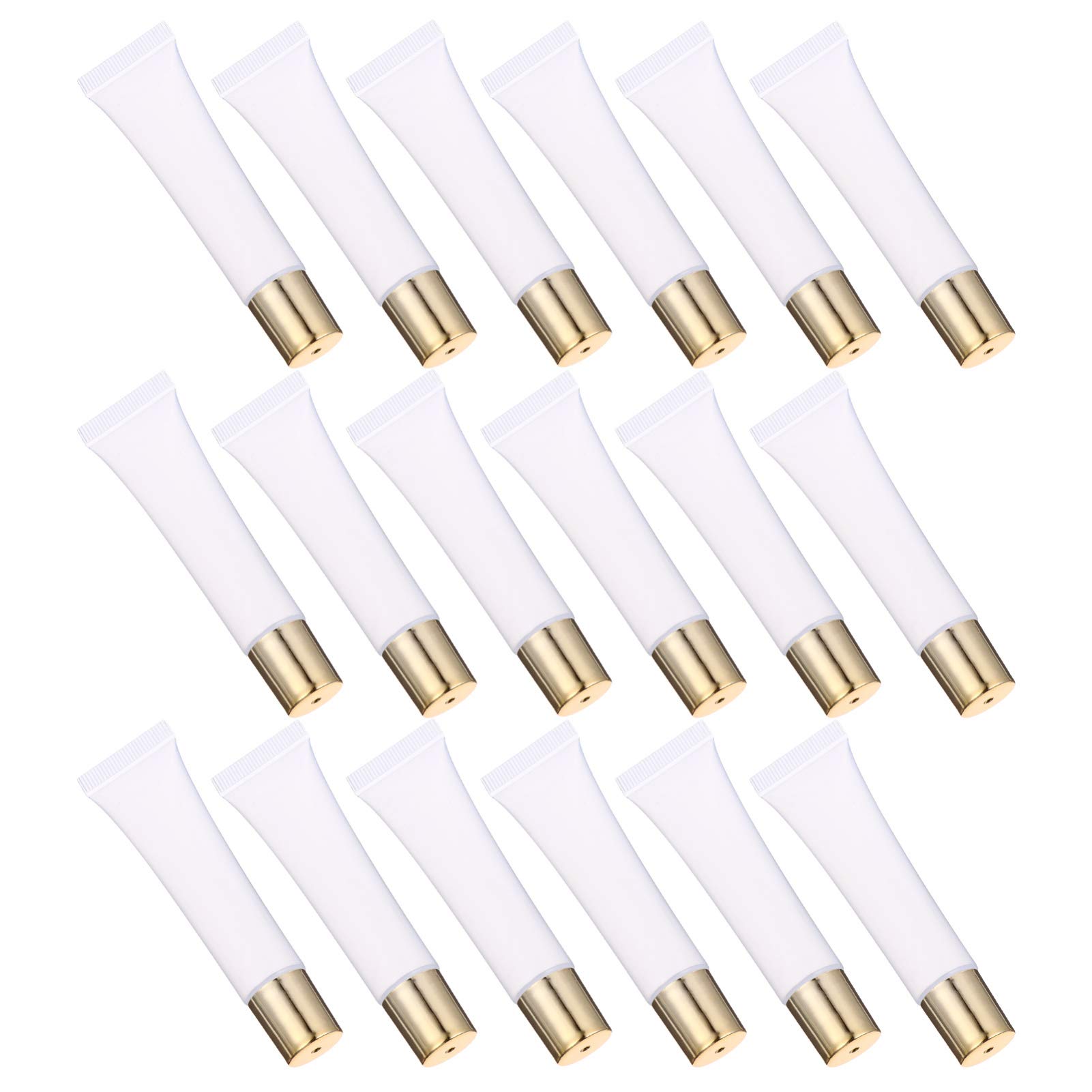 FRCOLOR 50pcs 15g Empty Lip Gloss Tubes Clear Plastic Reusable Refillable Lip Balm Container Nail Polish Liquid Lotion Bottle for DIY Makeup Lip Samples Gloden