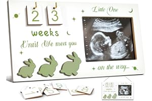 CORALMEE Ultrasound Picture Frames, Sonogram Picture Frame with Countdown Calendar Baby Announcement Congratulations Pregnancy Gifts for Expecting Parents Best Gifts for Expecting Mom Gender Reveal