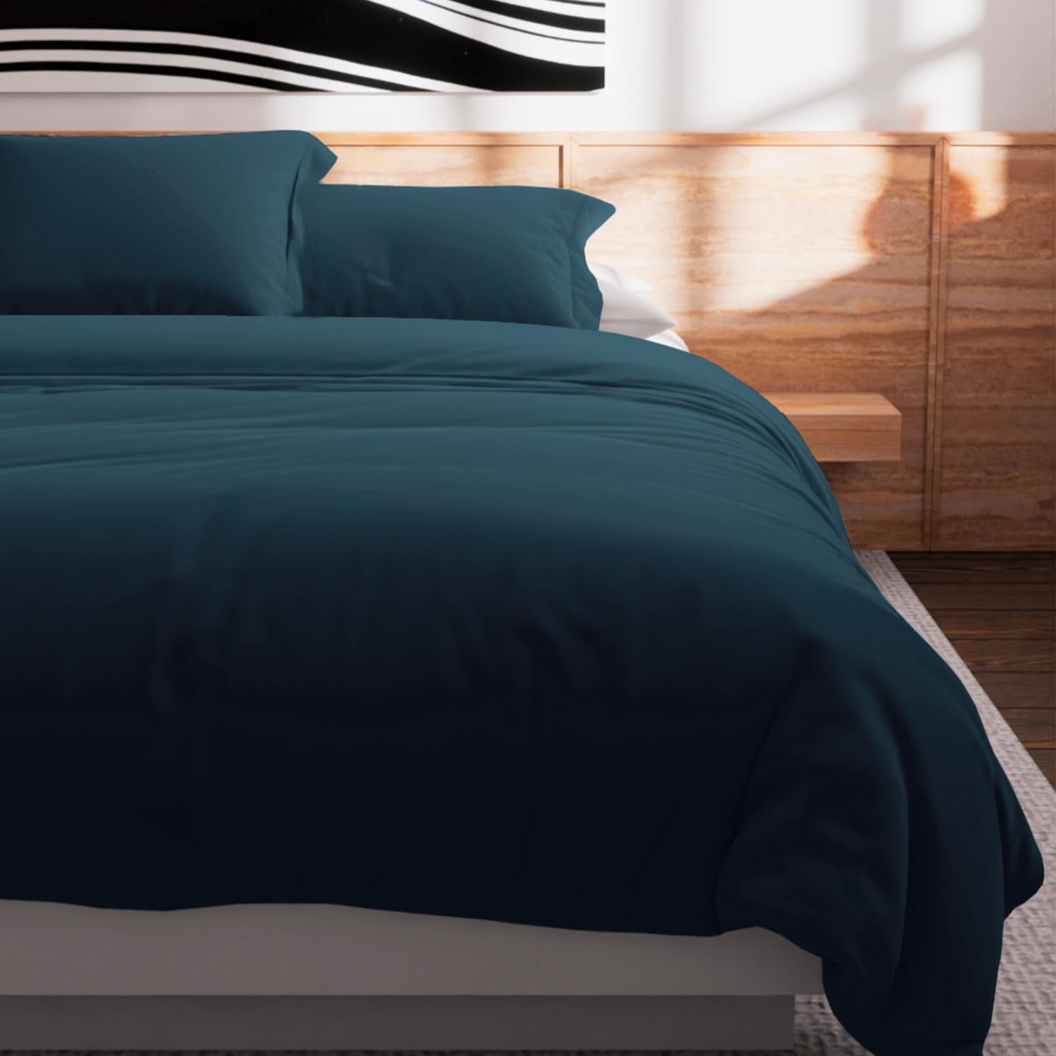 Soleil d'ocre, Plain Cotton Duvet Cover 57 Thread Count 240 x 220 cm Duck Egg Blue