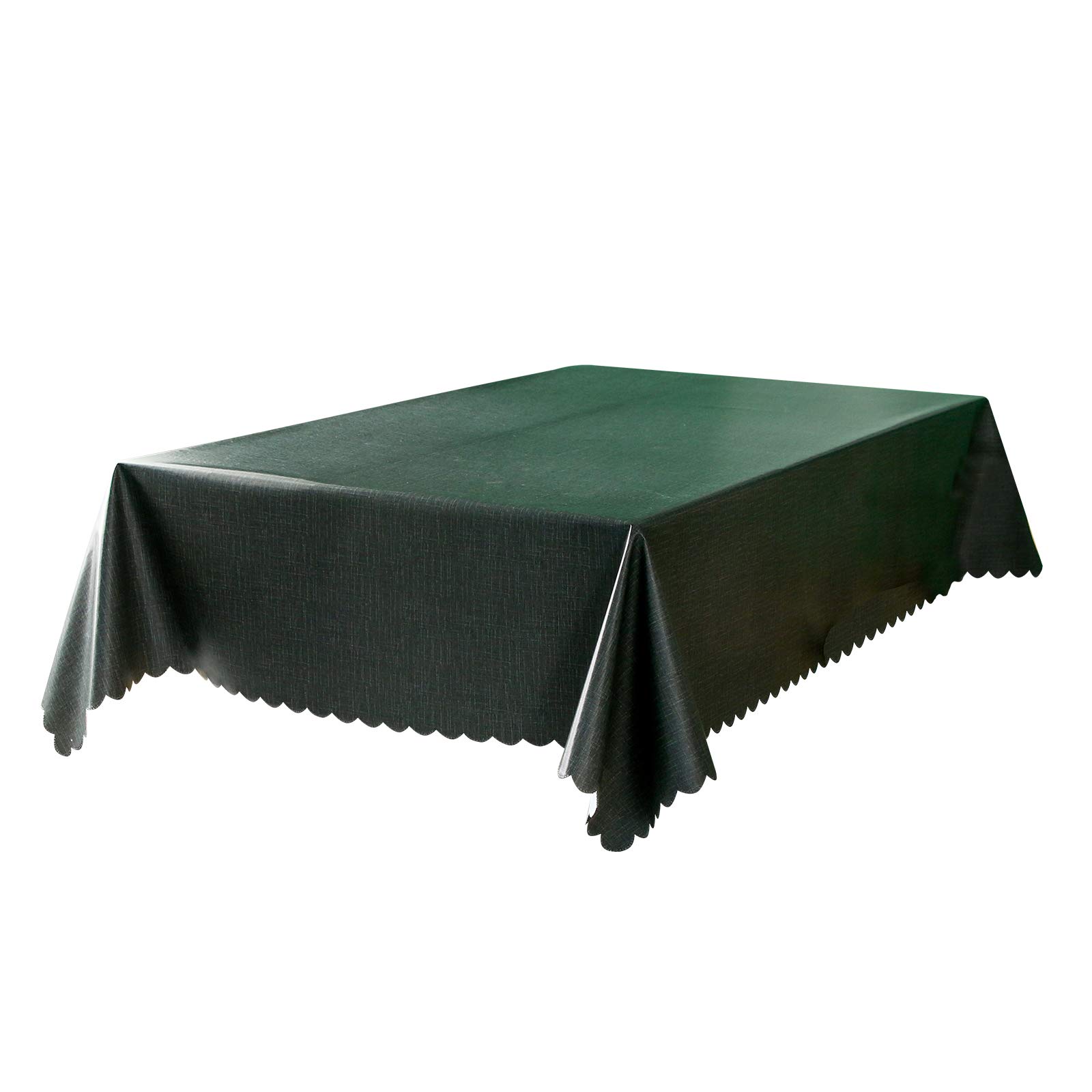 rismart Waterproof Tablecloth Rectangle PVC Table Cloth for Dining Room Kitchen 110 x 170 cm Dark Green