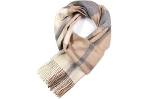 WAMSOFT Wool Winter scarf Plaid scarf Soft Warm Tartan checkered Striped Fashion Scarf Classic for Women Men Scarves