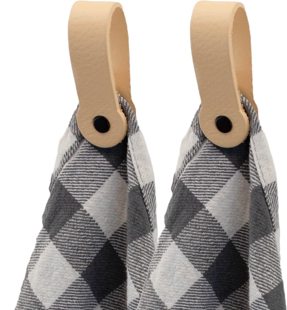 Brute Strength - Magnetic Towel Holder Leather -Natural - 2 pcs - for Kitchen, Bathroom, Bath, Hook