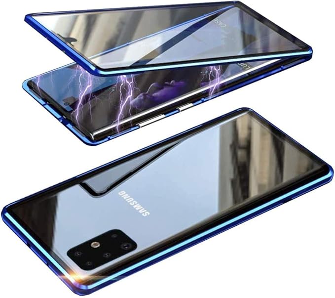 Amazon Com Umtiti Compatible Samsung Galaxy S21 5g Case With Built In Screen Protector Magnetic Clear Double Sided Tempered Glass Cover Blue