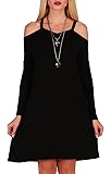 Aierbulu Women's Tshirt Dresses Off Shoulder Long Sleeve Cross Neck Casual Dress