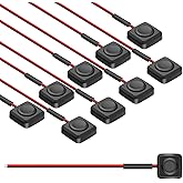 Linkstyle 10PCS Momentary Push Button Switch 12V DC, ON/Off Surface Mount Mini Push Horn Switch with 20" Pre-soldered Wire, f