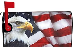 FATTTYCY USA Bald Eagle American Flag Mailbox Covers Magnetic Standard Size 18" X 21" Patriotic Mailbox Cover Decorations Wrap