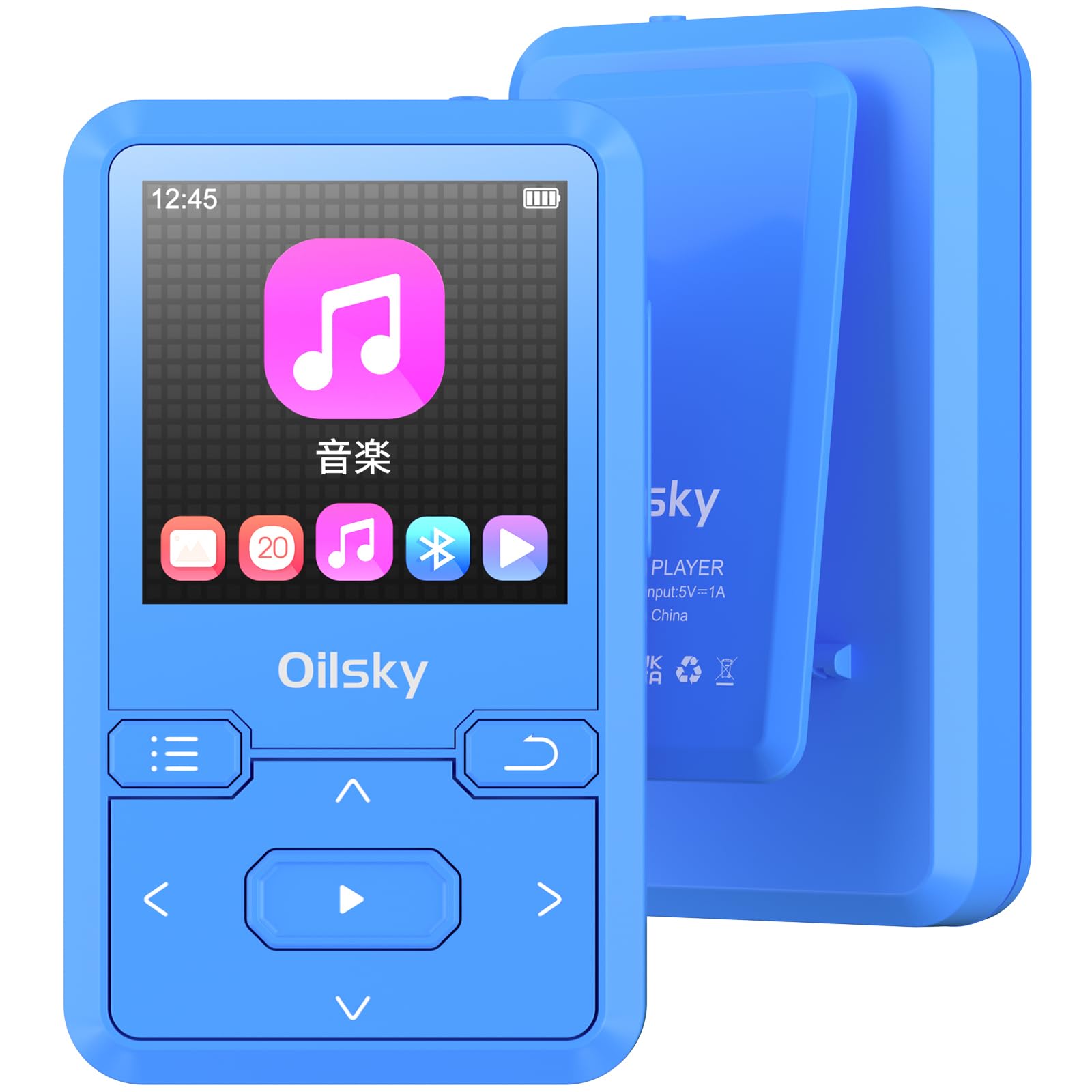 32GB内蔵 Mp3 プレーヤー クリップ付き Bluetooth 5.0 デジタルオーディオプレーヤー大容量128GB 拡張可能 ミュージックプレイヤー FMラジオ 小型 28g超軽量 持ちやすい 音楽プレーヤー プレゼント 物理ボタン X50 (32GB-Blue)商品画像