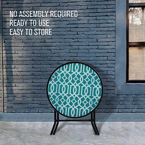 PHIVILLA Beistelltisch rund klappbar aus Glas und Metall Balkontisch Kleiner Balkontisch wetterfest pflegeleicht Balkontisch für Balkon Garten Terrasse Wohnzimmer – Bild 3