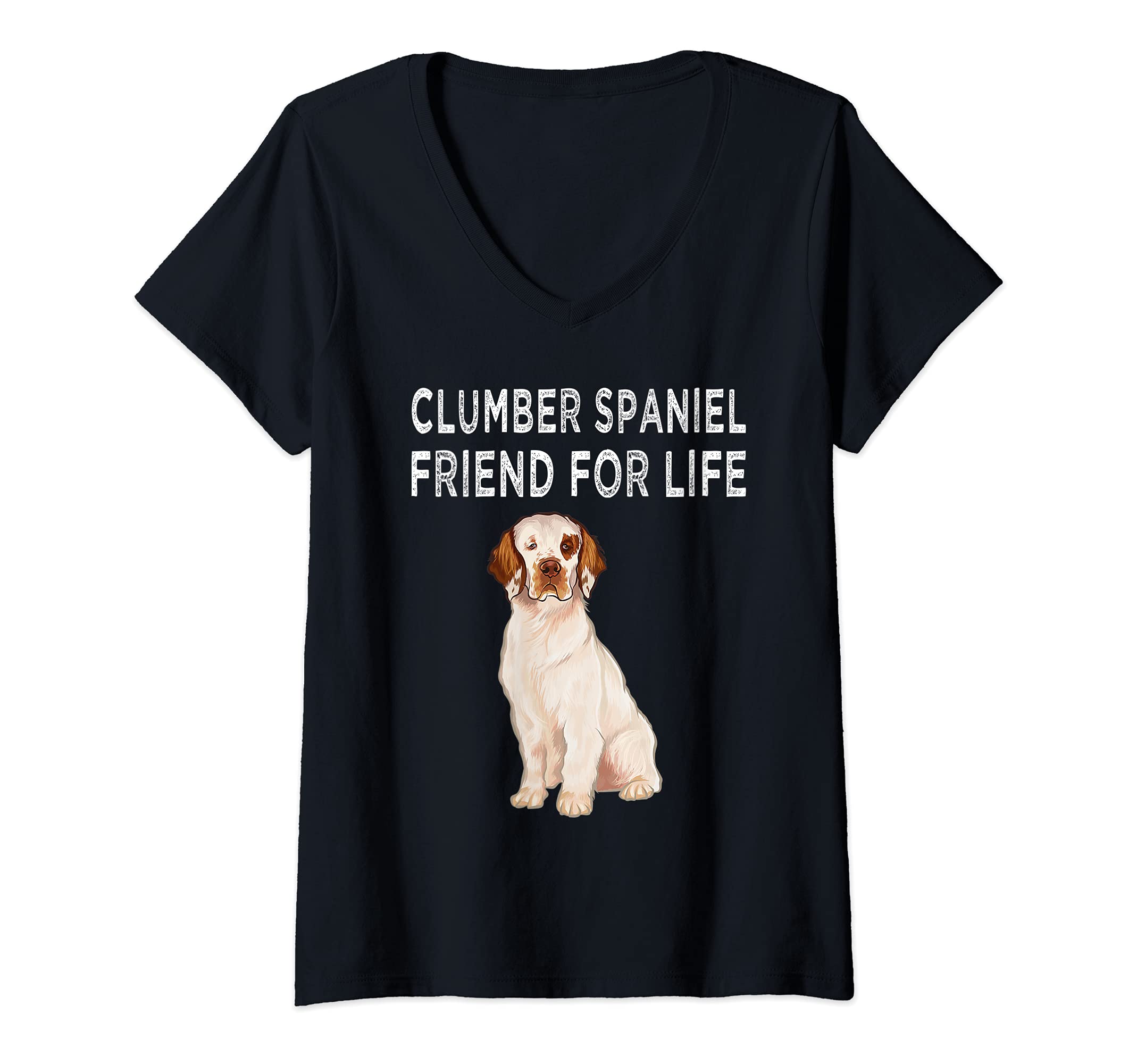 Womens Clumber Spaniel Friend For Life Dog Friendship V-Neck T-Shirt