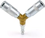 QWORK 1/4 BSP Airline Y Splitter Quick Release Coupler Male Female view 7