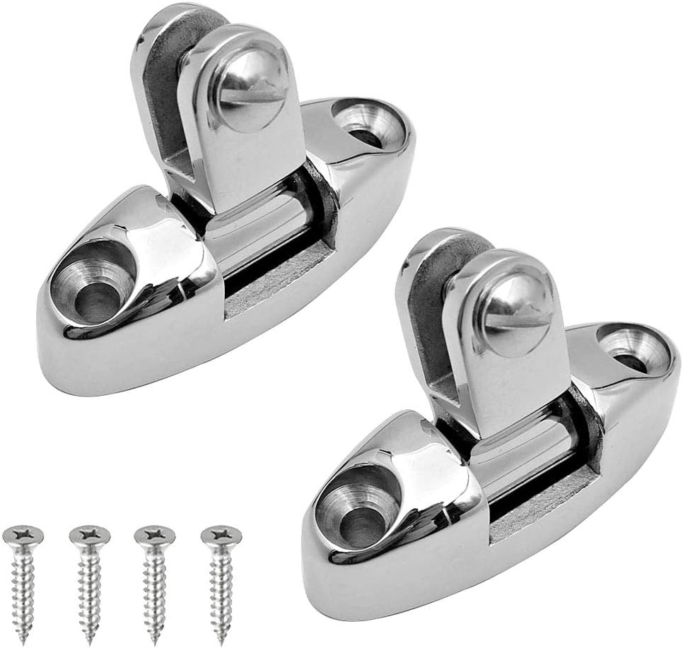 Amadget 2 Pcs Boat Top Bimini Deck Hinge Swivel Side Mount