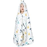 REMASS Muslin Hooded Towel Made from Organic Cotton 6-Layer Cotton Bath Towel, Soft Bath Towels 25x51inches for Toddler Baby and 0-4 Years Old Kids Dinosaur