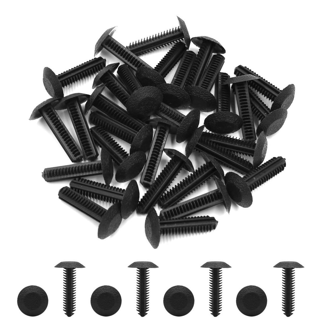 30 Pcs Black Car Plastic Push in Fastener Rivets Clips for 6.5mm Hole Dia