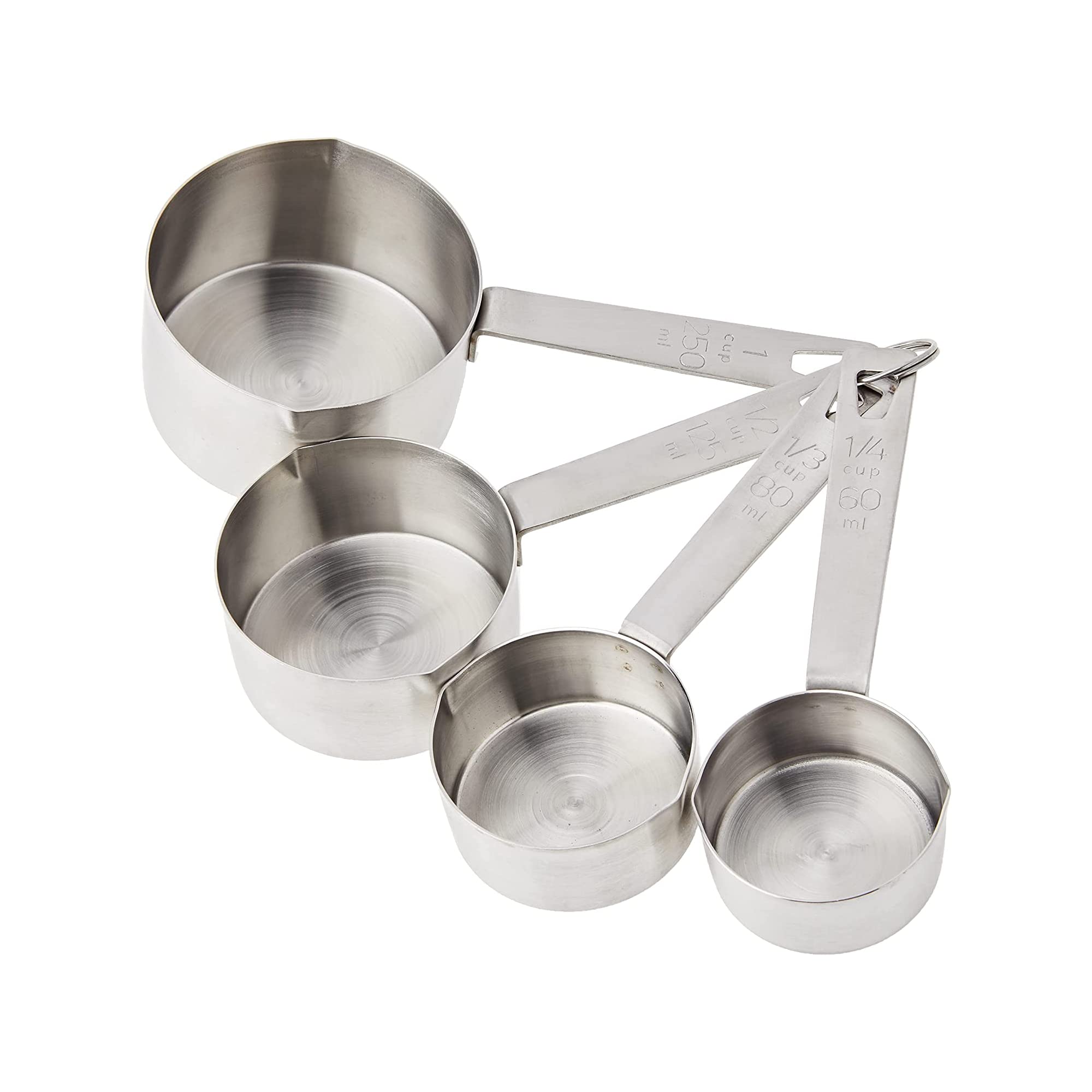 De Buyer 4827.02 Set of 4 Stainless Steel Measuring Cups, 60, 80, 125, 250 ml Capacities