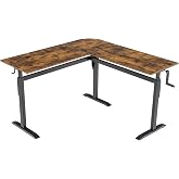 UNICOO L Shaped Crank Height Adjustable Standing Desk, Sit to Stand up Corner Desk, L-Shaped Standing Workstation