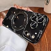 QSIETSPY Magnetic Case for iPhone 17 Pro Max with Invisible Stand [Military Drop Protection][Compatible with MagSafe] Full Camera Protection Clear Soft TPU for iPhone 17 ProMax case 6.9" - Black