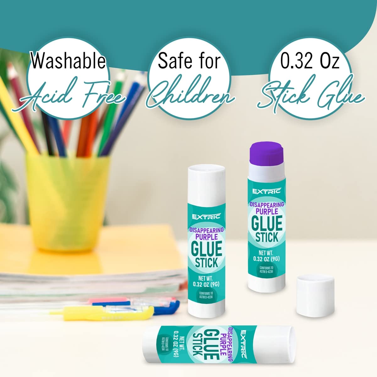 Glue Sticks Bulk Classroom, Purple Glue Sticks for Kids 60 Count, 0.32 Ounce Washable, for Kids, School and Home