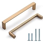 KNOKLOCK 10 Pack 5 Inch(128mm) Cabinet Pulls Square Champagne Bronze Kitchen Cabinet Handles Kitchen Cabinet Hardware Gold Dr