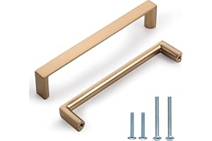 KNOKLOCK 10 Pack 5 Inch(128mm) Cabinet Pulls Square Champagne Bronze Kitchen Cabinet Handles Kitchen Cabinet Hardware Gold Drawer Pulls for Dresser Cupboard Wardrobe