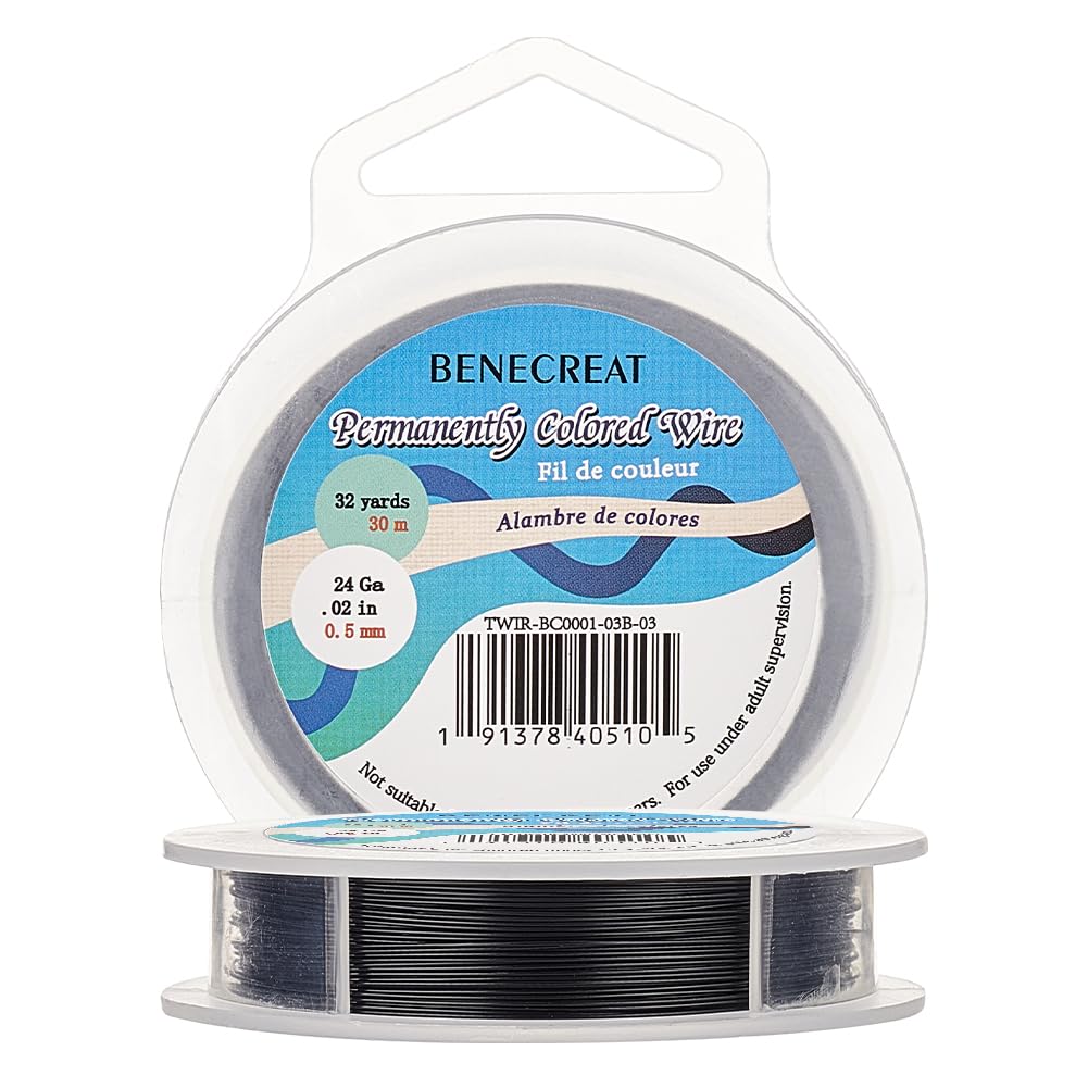 BENECREAT 30m 0.5mm 7-Strand Black Nylon Coated Craft Jewelry Beading Wire Tiger Tail Beading Wire for Necklaces Bracelets Ring