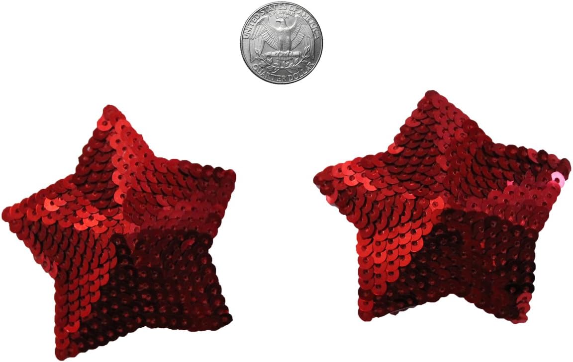 Perky Pasties Star Shaped Red Sequins Nipple Covers