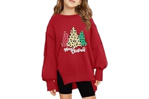 Haloumoning Girls Oversized Sweatshirt Long Sleeve Crewneck Kids Lightweight Cute Pullover Tops 5-14 Years