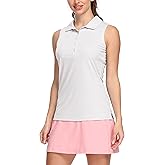 LastFor1 Women's Polo Sleeveless Shirts UPF 50+ Quick Dry Golf Tennis Athletic Tank Tops Outdoor Sports White XXL