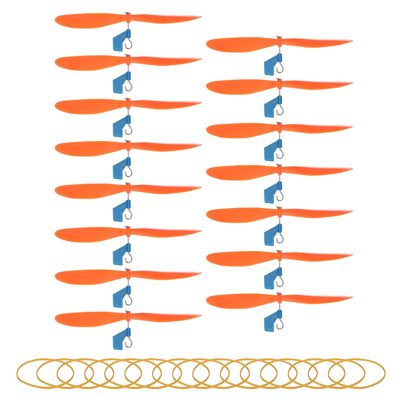 sourcing map Plastic Propeller, Propeller Props Blade with Rubber Band Hooks Helicopter Kit 5" Fold Resistant for STEM Activities Powered Airplanes DIY Science(Orange, Pack of 15)
