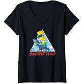 The Simpsons Bart Simpson Snowboarding Snow Rat V-Neck T-Shirt