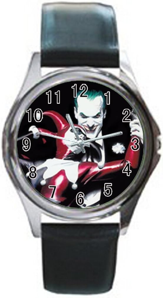 White wardrobe DIY batman harley quinn Unisex Round Metal Watch
