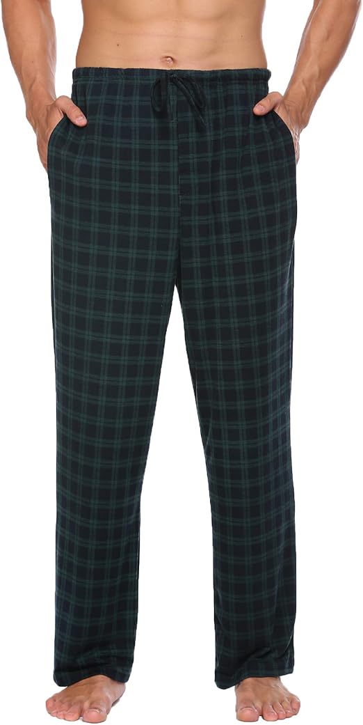 Ekouaer Men's Pyjama Bottoms Long Pyjama Bottoms Checked Casual