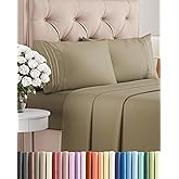 Full Size 4 Piece Sheet Set - Comfy Breathable & Cooling Bed Sheets Set - Hotel Luxury Bedding for Women, Men, Kids, Teens, Boys & Girls - Deep Pockets, Ultra-Soft and Wrinkle Free - Oeko-Tex - Khaki