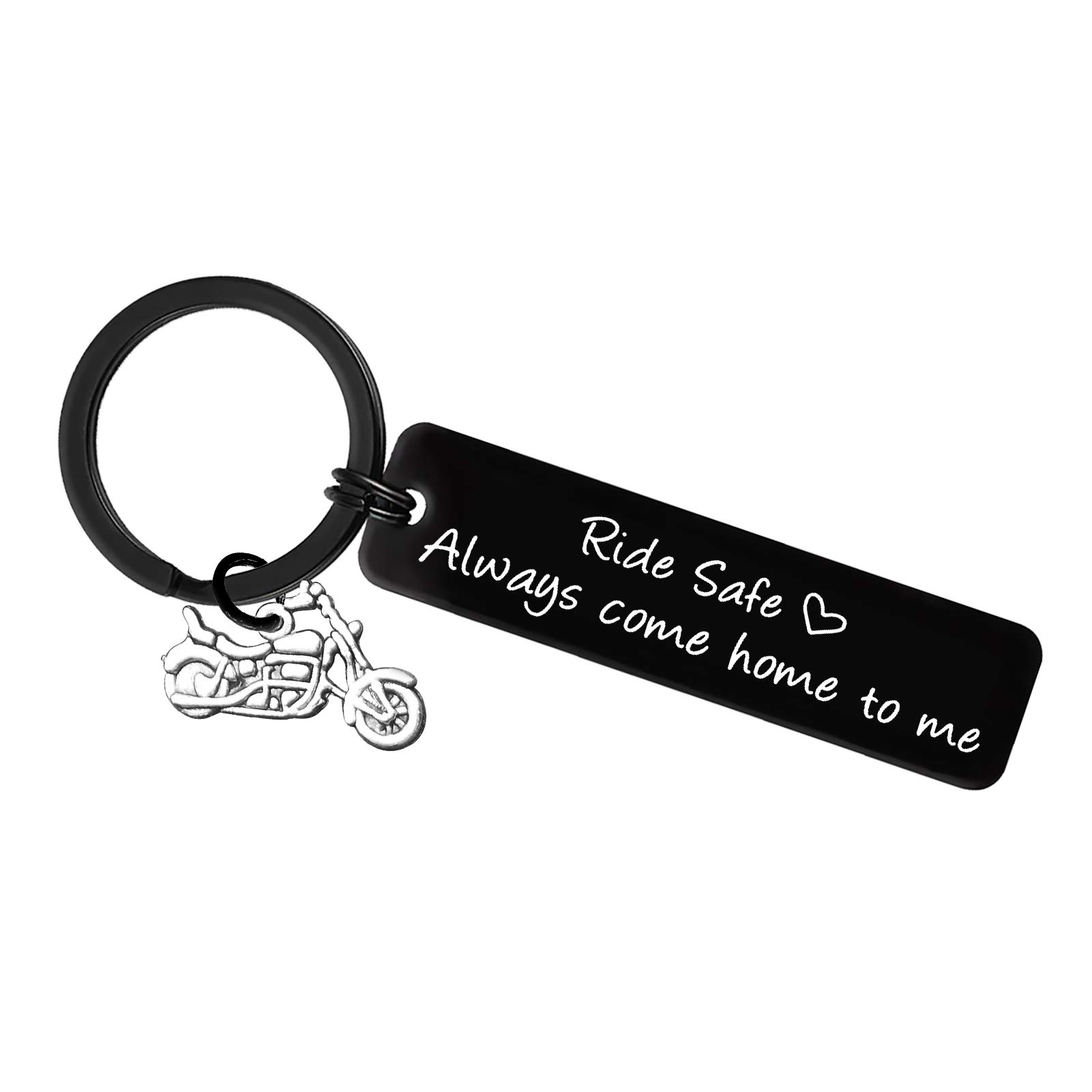 Huwujiu Ride Safe Keyring Biker Gifts Ride Safe Always Come Home to Me Keyring for Boyfriend Husband Fathers Day Christmas Birthday Valentines Gift Motorcycle Keychain for Men Dad Son
