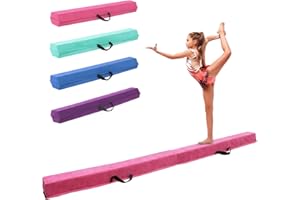 FINCOME 8FT/9FT/9.5FT/10FT Folding Balance Beam, Portable Gymnastics Beam Equipment with Non Slip Rubber Base & Suede Cover for Training/Practice/Professional Home Exercise