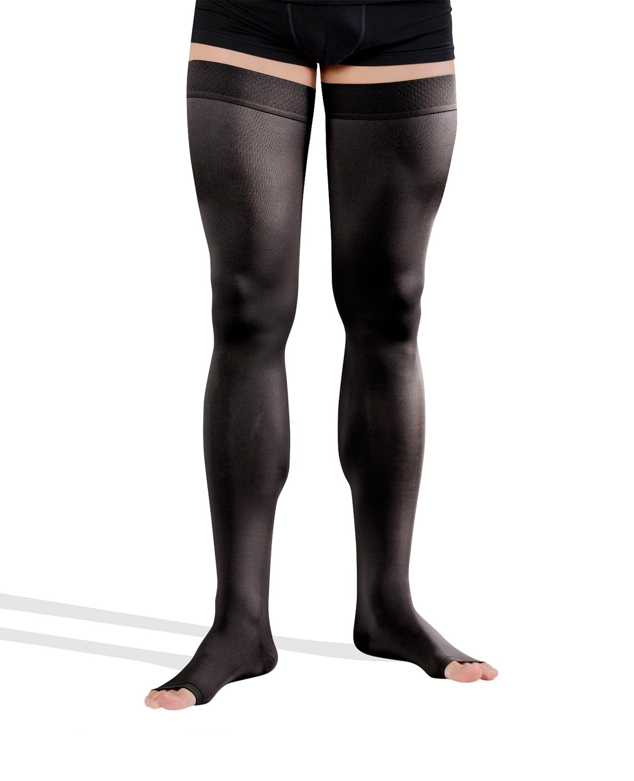 23-32 mmHg MEDICAL COMPRESSION Stockings with OPEN Toe, FIRM Grade Class II, Thigh High Support Socks without Toecap (M (Body height 62.2-66.9 inch), Black)