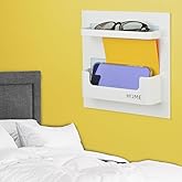 Bedside Shelf - Stick On Wall Mounted Bed Room,Dorm,Office Adhesive Floating Accessories Caddy Organizer/Holder for Phone,Glasses,Remote Control,Keys,Pens - Plastic Material- White