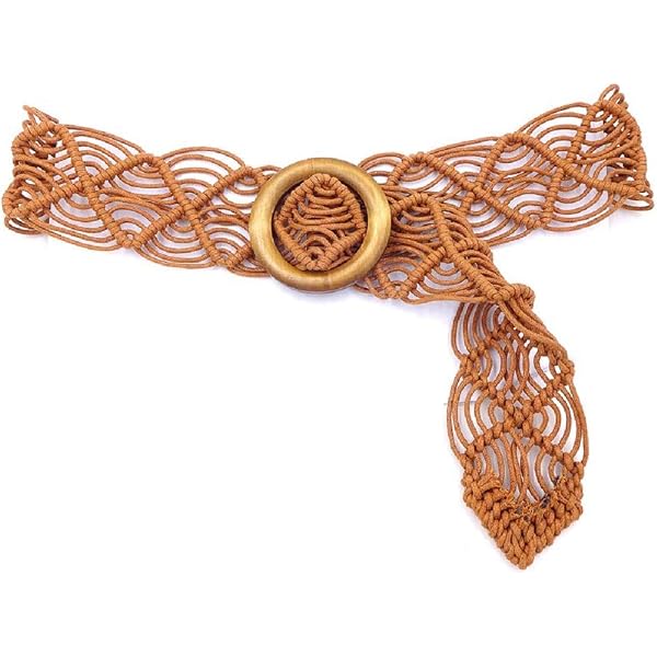 mdgfge Belts Boho Woven Rattan Straw Rope Braid Waist Belt  display picture 1