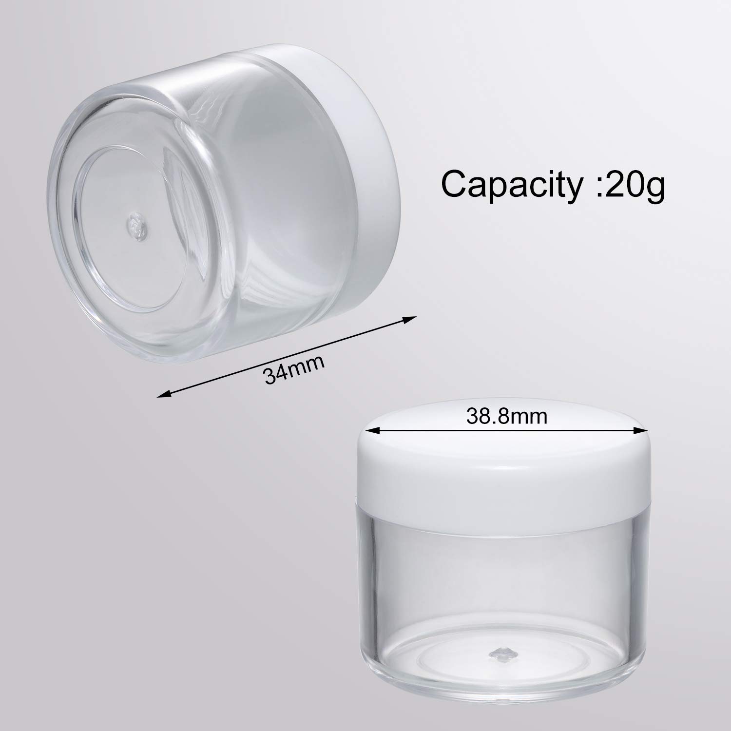 20 Pieces Round Pot Jars Plastic Cosmetic Containers Set with Lid for Liquid Creams Sample, 20 ml/ 0.7 oz (White Lid) : Beauty